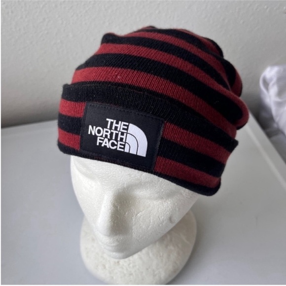 The North Face Accessories - The North Face Red and Black Striped Beanie